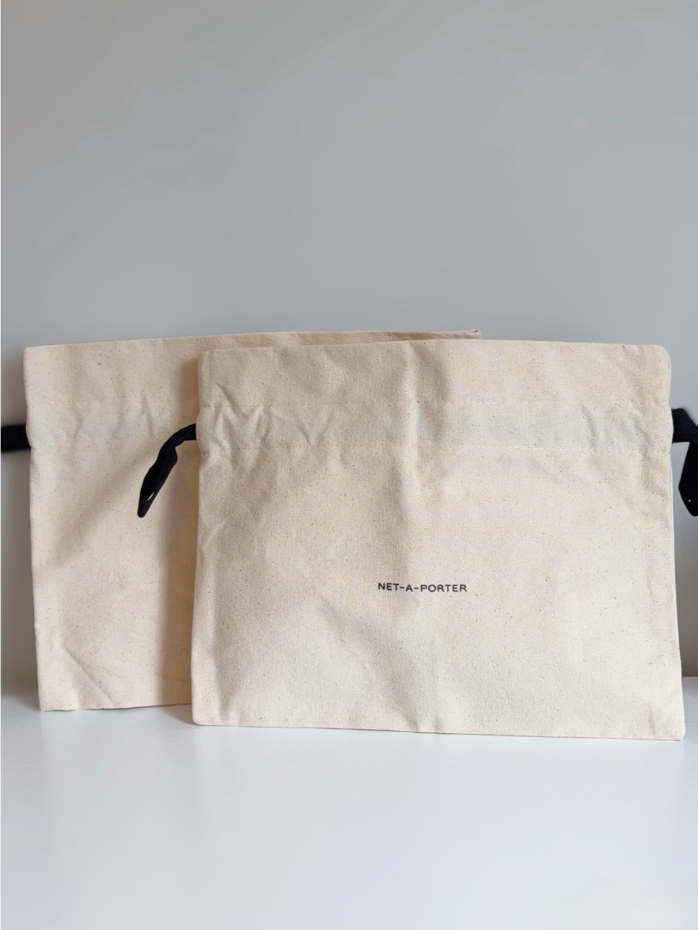 NET-A-PORTER Canvas Dust Bag Drawstring Bag Organic Cotton Set of 2